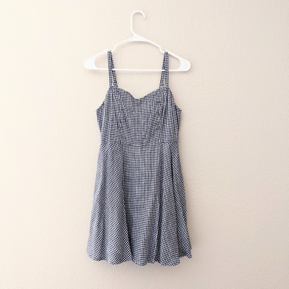 Navy and White Gingham Smocked Dress
